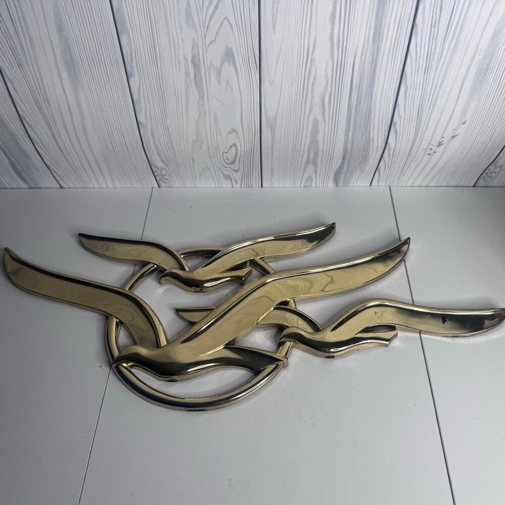 Vintage Syroco Gold Plastic Seagulls Flight Wall Decor 1978 Ocean Beach Decor
